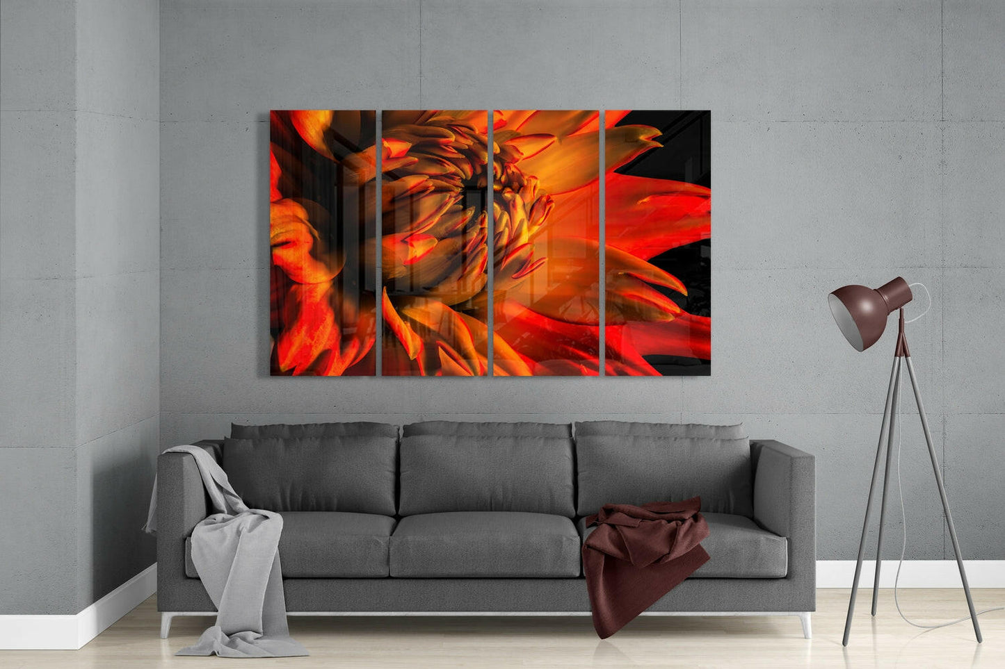 Insigneart USA Gerbera Daisy 4 Pieces Mega Glass Wall Art (59"x36")