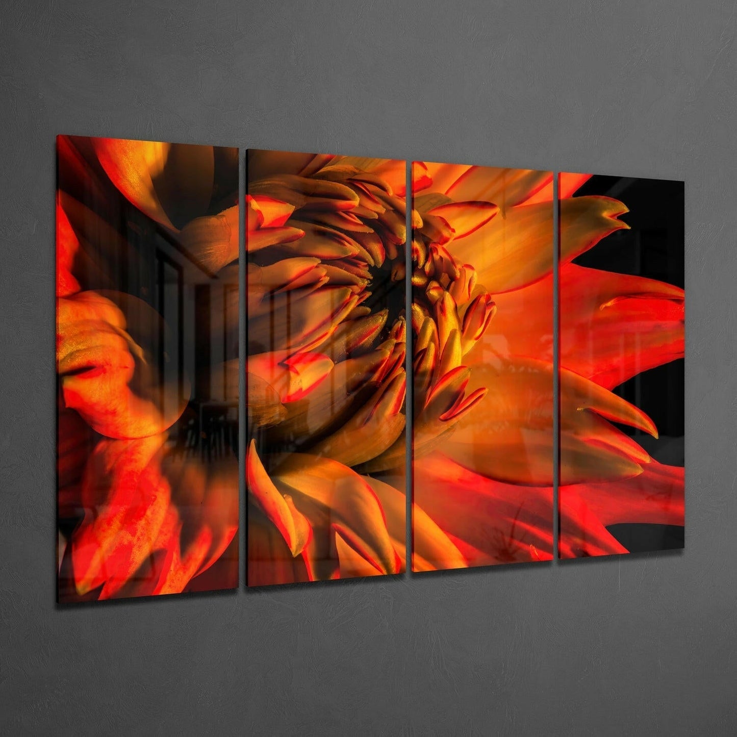 Insigneart USA Gerbera Daisy 4 Pieces Mega Glass Wall Art (59"x36")