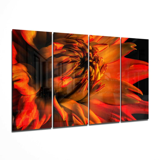Insigneart USA Gerbera Daisy 4 Pieces Mega Glass Wall Art (59"x36")