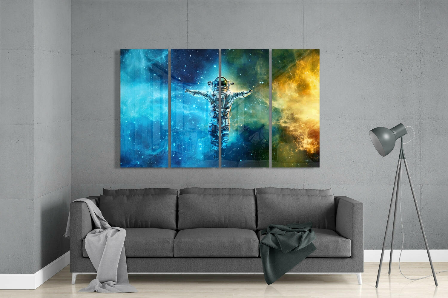 Insigneart USA Insigneart USA Astronaut 4 Pieces Mega Glass Wall Art (59"x36")