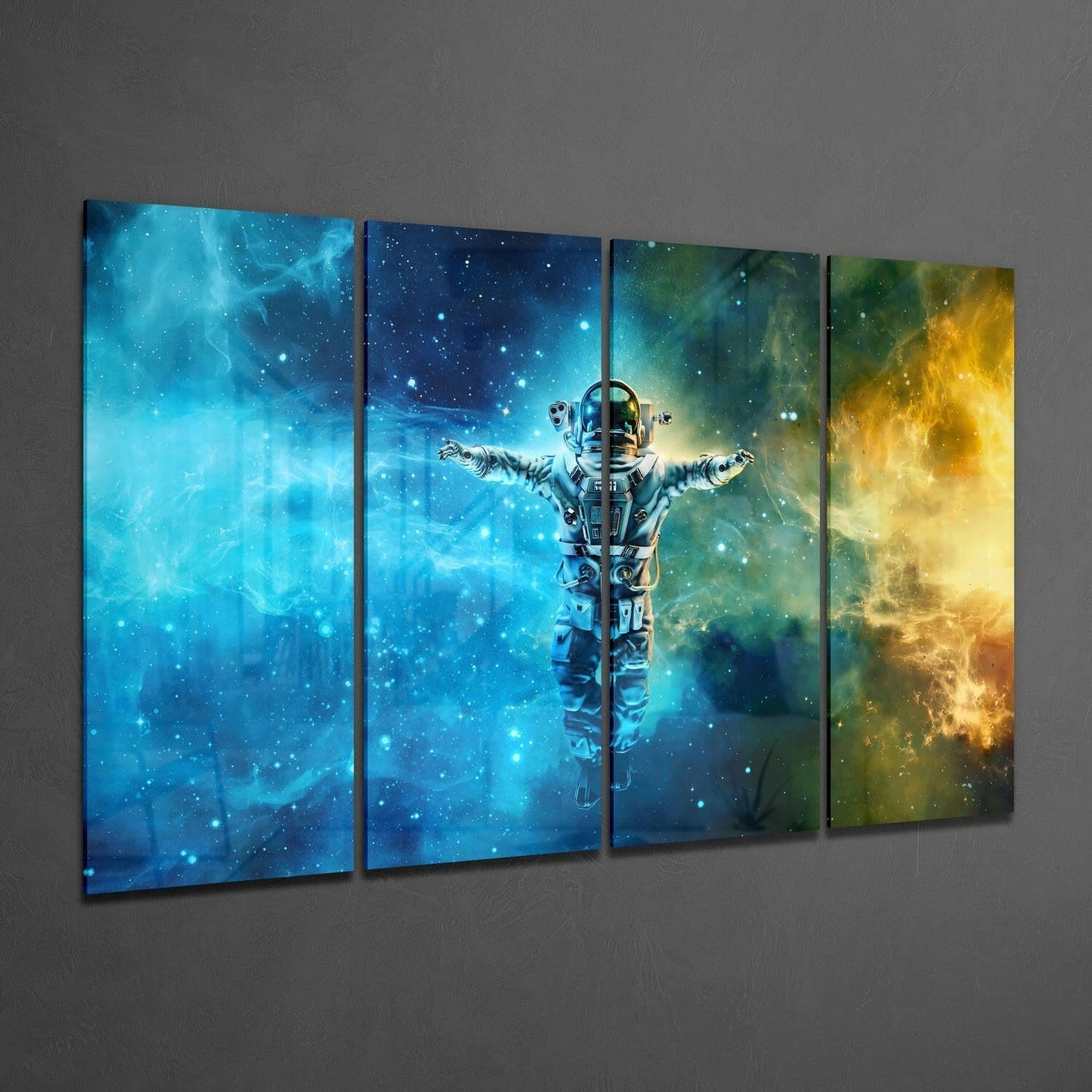 Insigneart USA Insigneart USA Astronaut 4 Pieces Mega Glass Wall Art (59"x36")