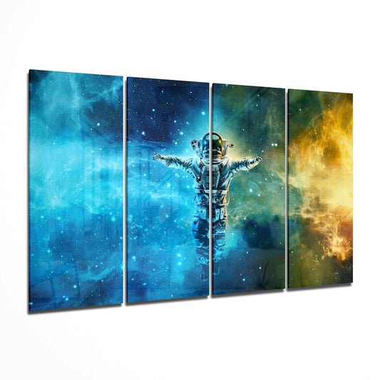 Insigneart USA Insigneart USA Astronaut 4 Pieces Mega Glass Wall Art (59"x36")