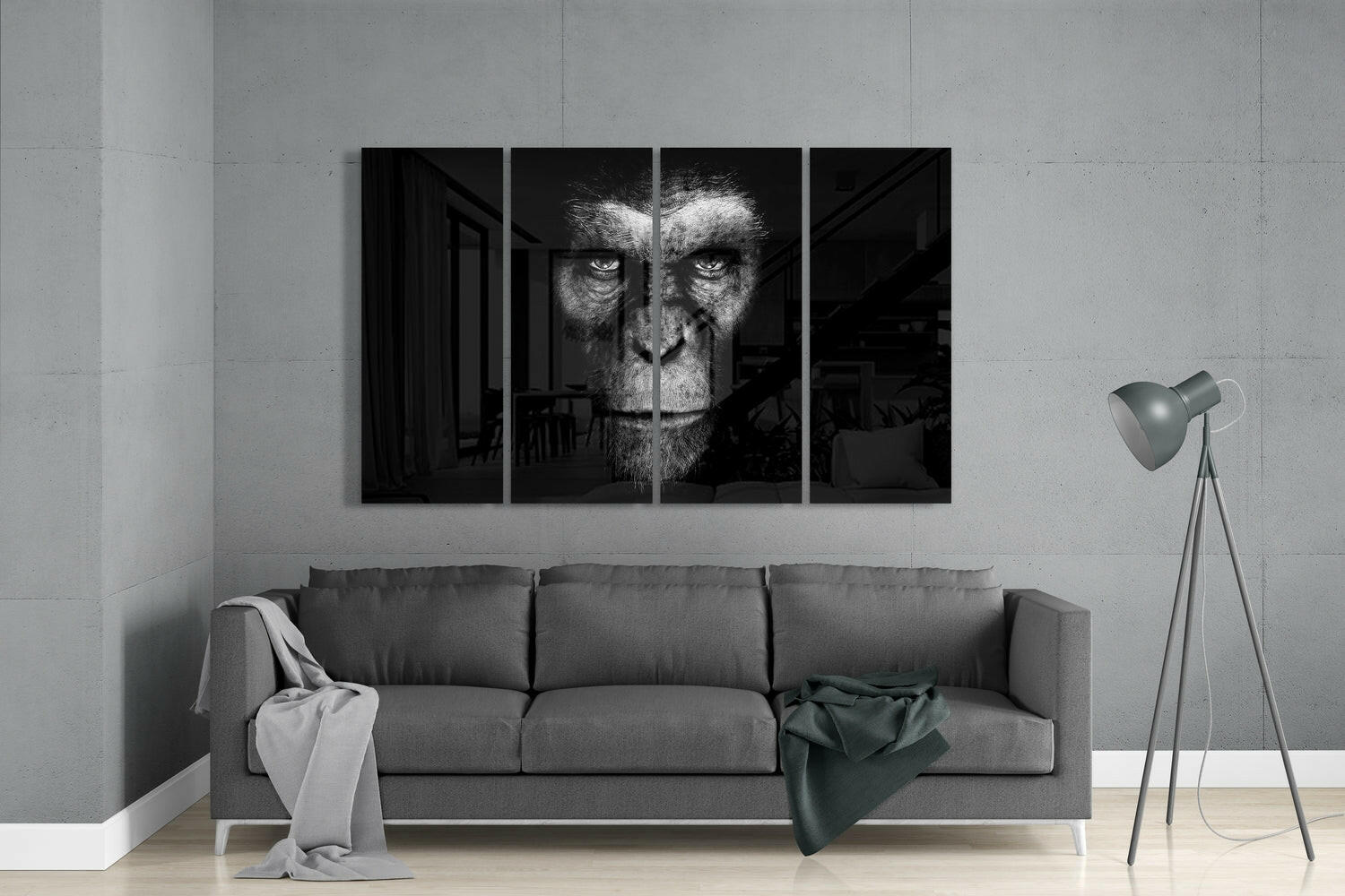 Insigneart USA Rise of Apes 4 Pieces Mega Glass Wall Art (59"x36")