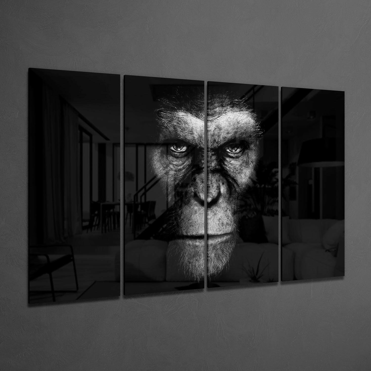 Insigneart USA Rise of Apes 4 Pieces Mega Glass Wall Art (59"x36")