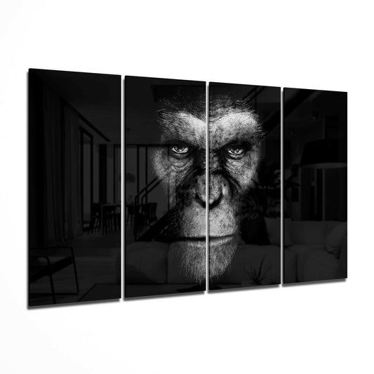 Insigneart USA Rise of Apes 4 Pieces Mega Glass Wall Art (59"x36")