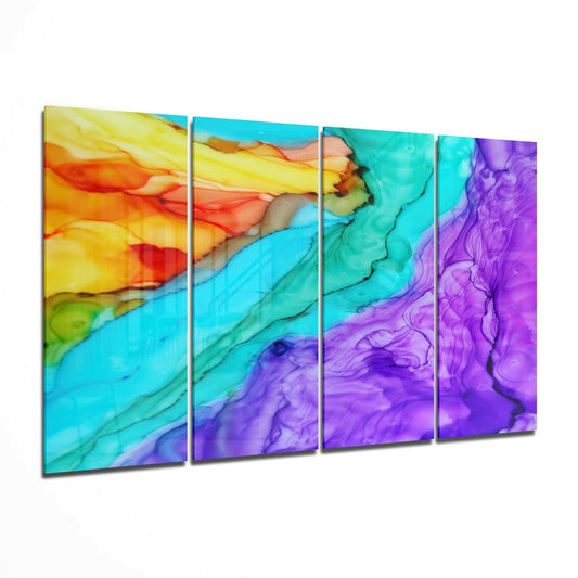 Insigneart USA Colorful Steam 4 Pieces Mega Glass Wall Art (59"x36")