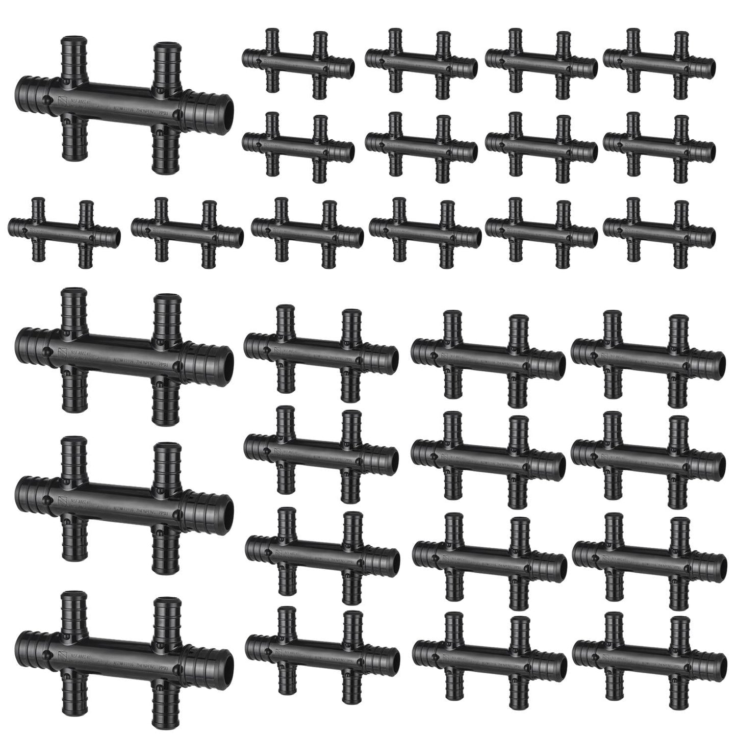 30 Pcs PEX-B Crimp 3/4" Inlet x 1/2" Outlet Open Manifold, Opposing Port (4 port)