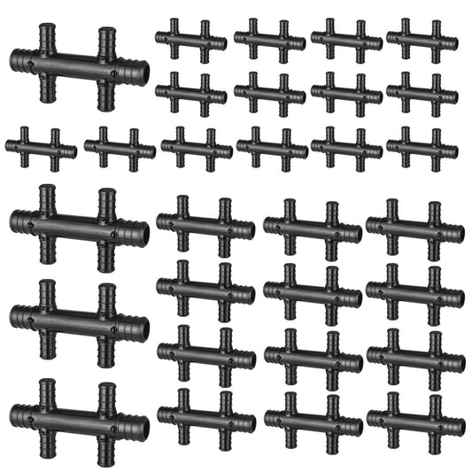 30 Pcs PEX-B Crimp 3/4" Inlet x 1/2" Outlet Open Manifold, Opposing Port (4 port)