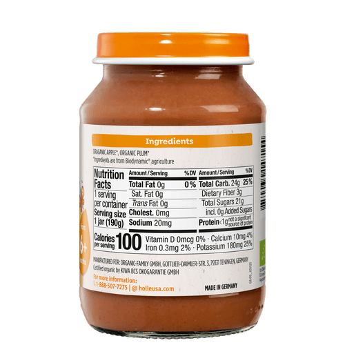 Holle Organic Baby Food Jar - Apple & Plum - 12 Jars Holle USA