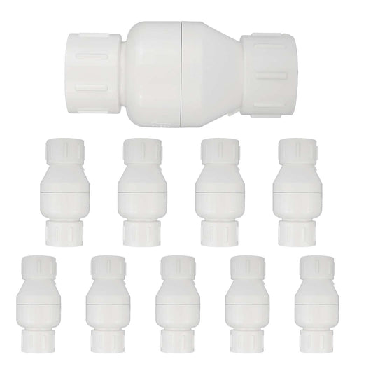 10 Pcs 3/4" PVC In-Line Check Valve