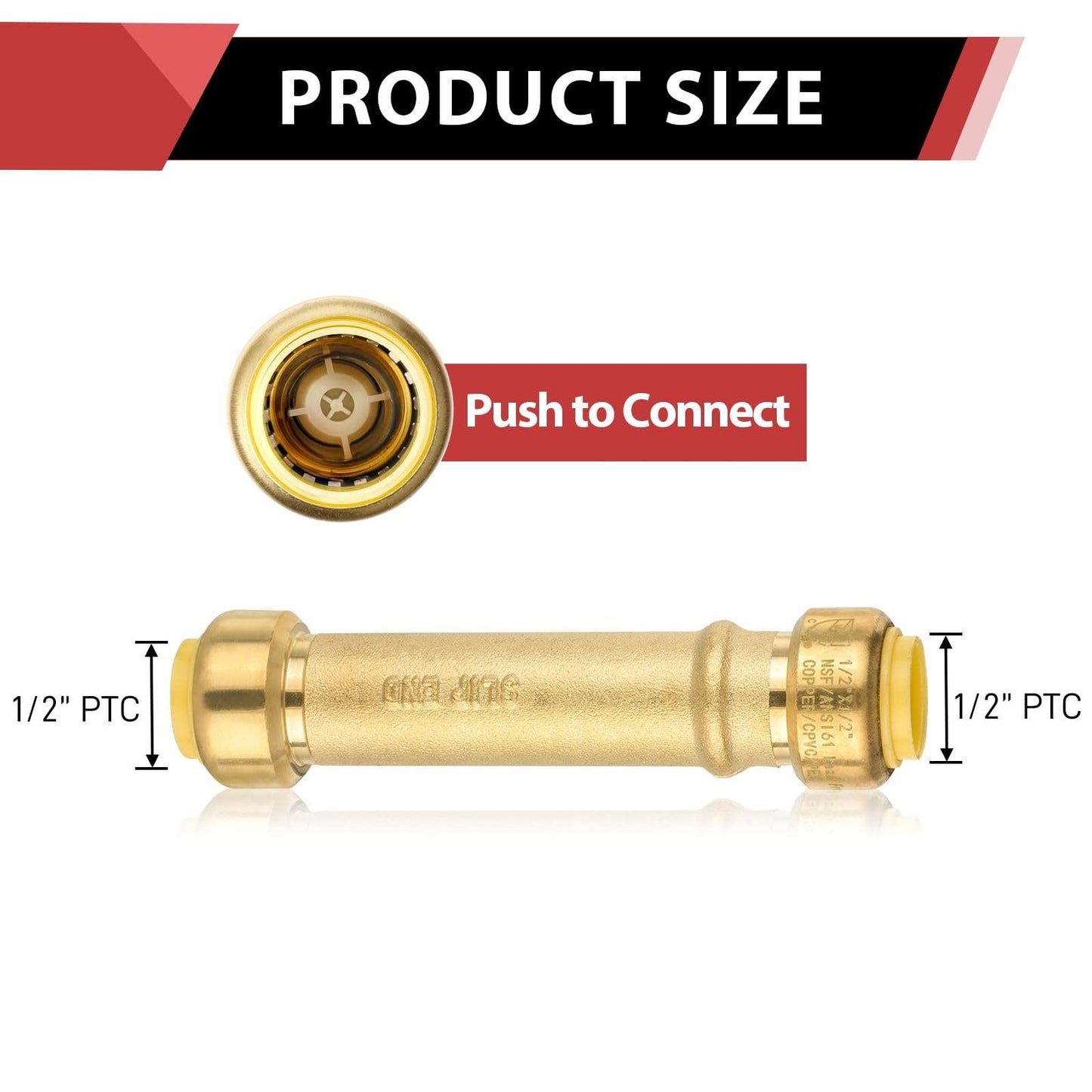 1/2" x 1/2" Push Fit Slip Couplings