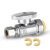 1/2" Push Connect x 1/4" OD Straight Stop Valve, 1/4 Turn (Lead Free)