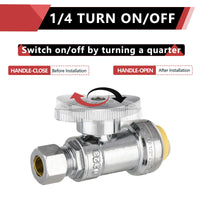 10 Pcs 1/2" Push Connect x 3/8" OD Push Fit Straight Stop Valve, 1/4 Turn (Lead Free) Plumbingsell