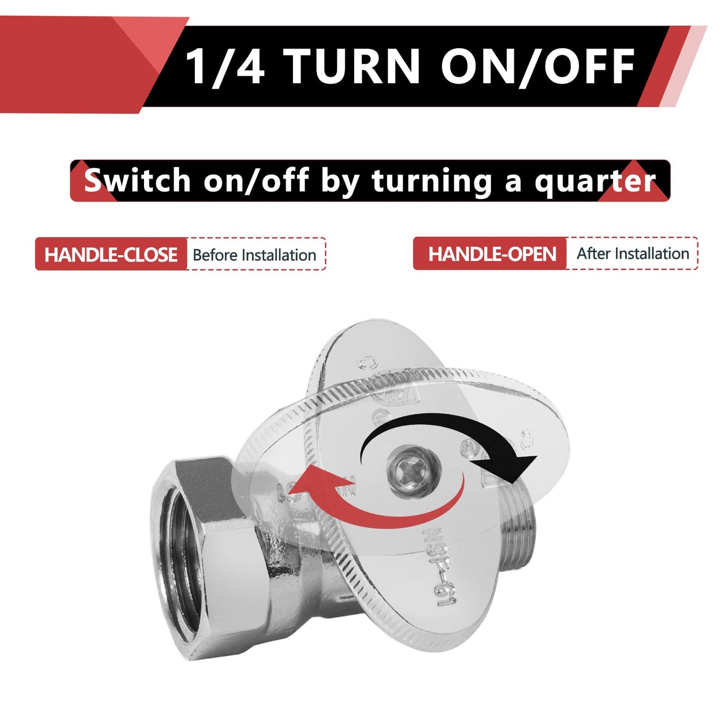 10 Pcs 1/2" FIP x 3/8" OD Compr. Straight Stop Valve, 1/4 Turn (Lead Free)