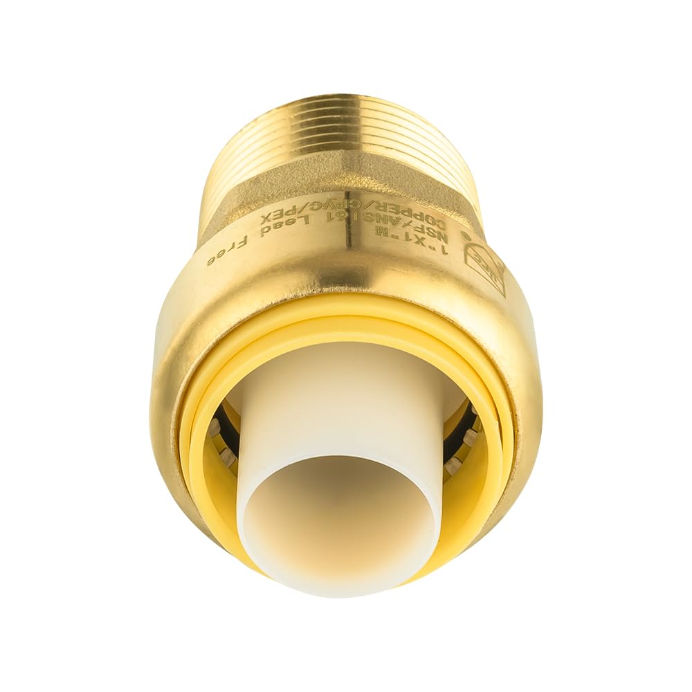 Push Fit 1" x 1" Male Threaded NPT Brass Coupling
