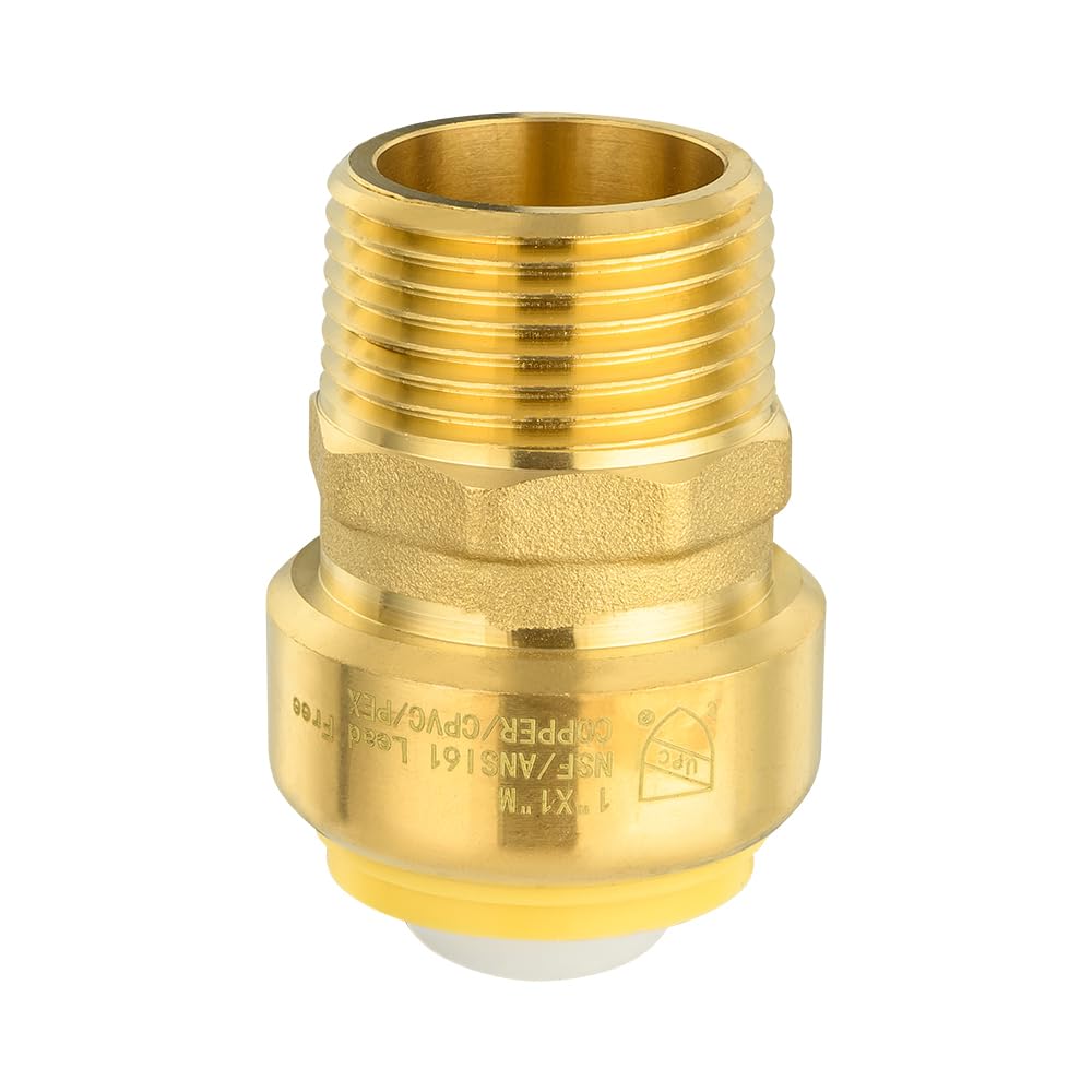 Push Fit 1" x 1" Male Threaded NPT Brass Coupling