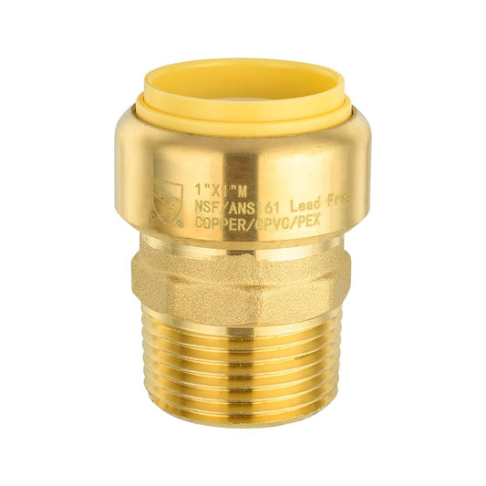 Push Fit 1" x 1" Male Threaded NPT Brass Coupling