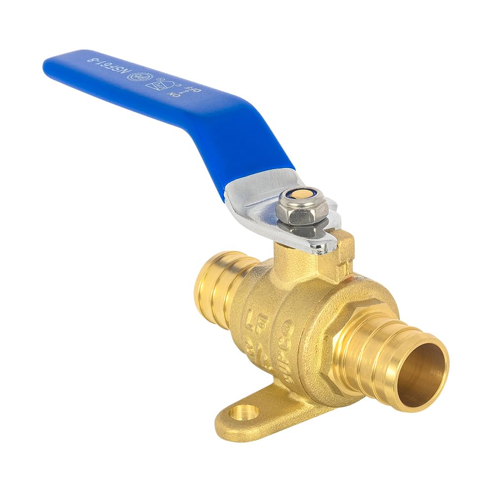 10 Pcs 3/4" PEX Crimp Drop Ear Ball Valve, Blue (Lead Free)