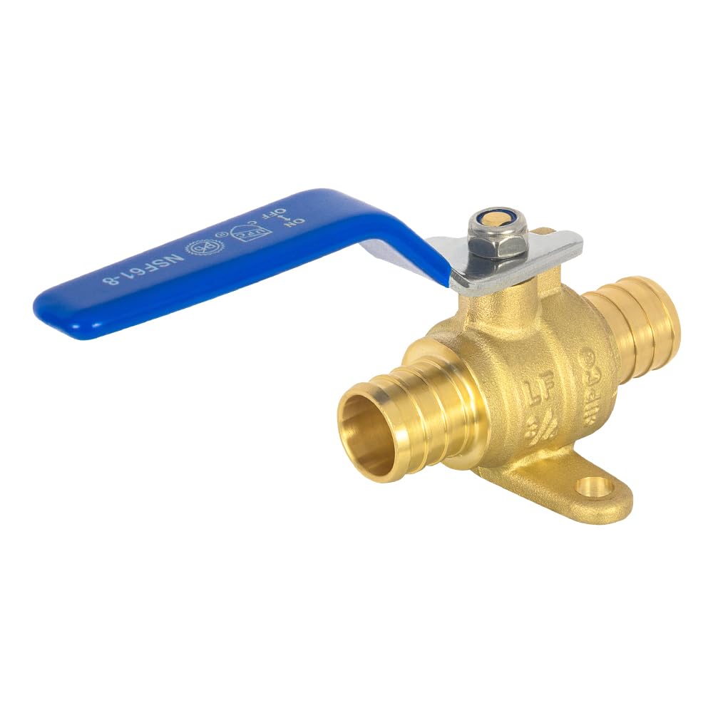 10 Pcs 3/4" PEX Crimp Drop Ear Ball Valve, Blue (Lead Free)