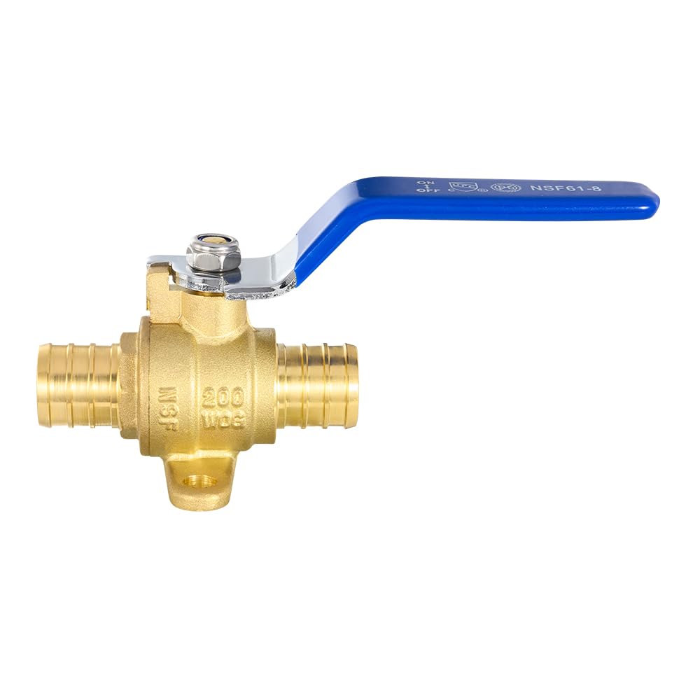 10 Pcs 3/4" PEX Crimp Drop Ear Ball Valve, Blue (Lead Free)