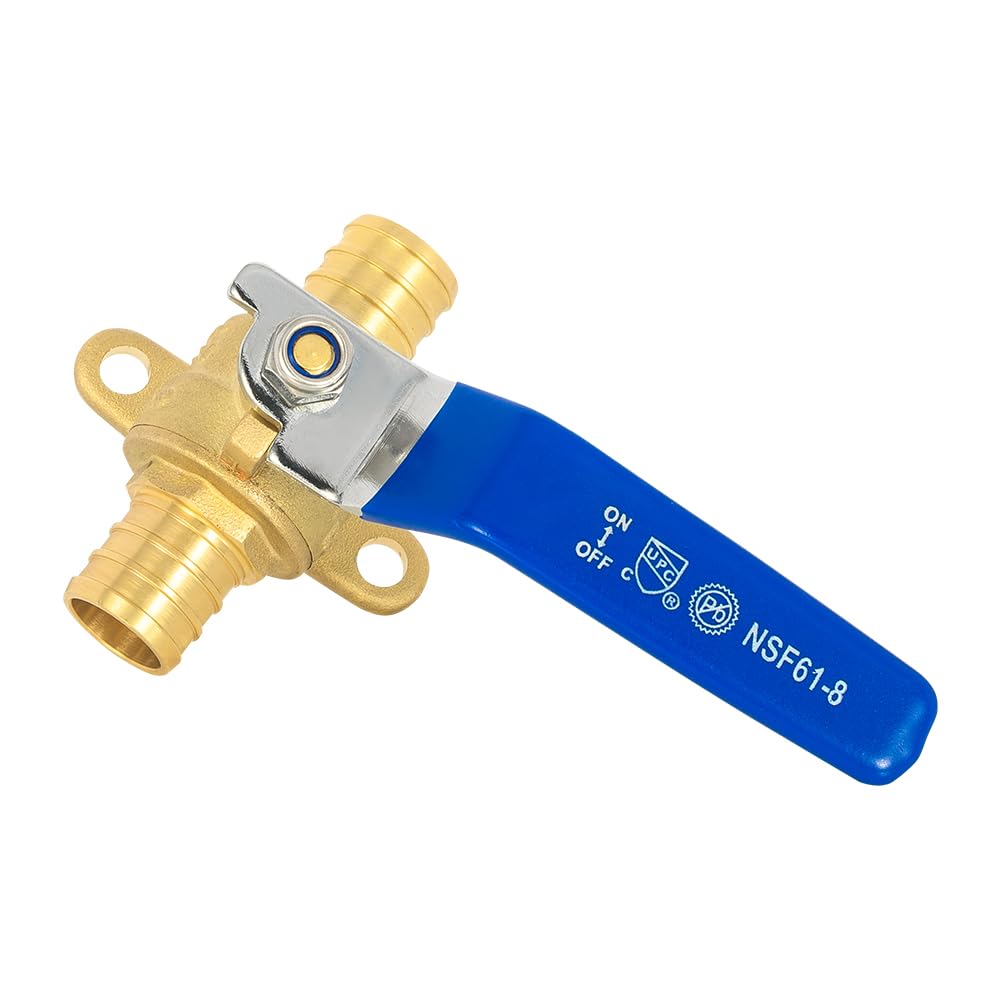 10 Pcs 3/4" PEX Crimp Drop Ear Ball Valve, Blue (Lead Free)