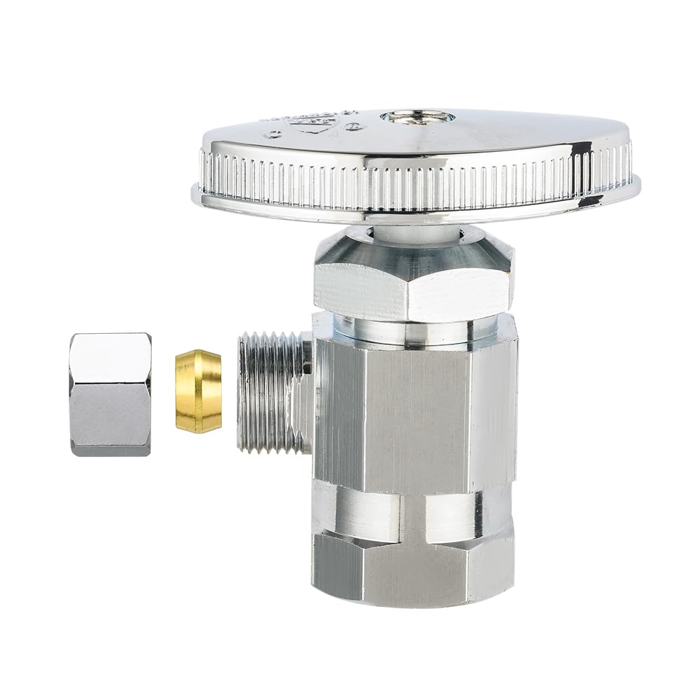 10 Pcs 1/2" FIP x 3/8" OD Compr. Angle Stop Valve, Multi Turn (Lead Free)
