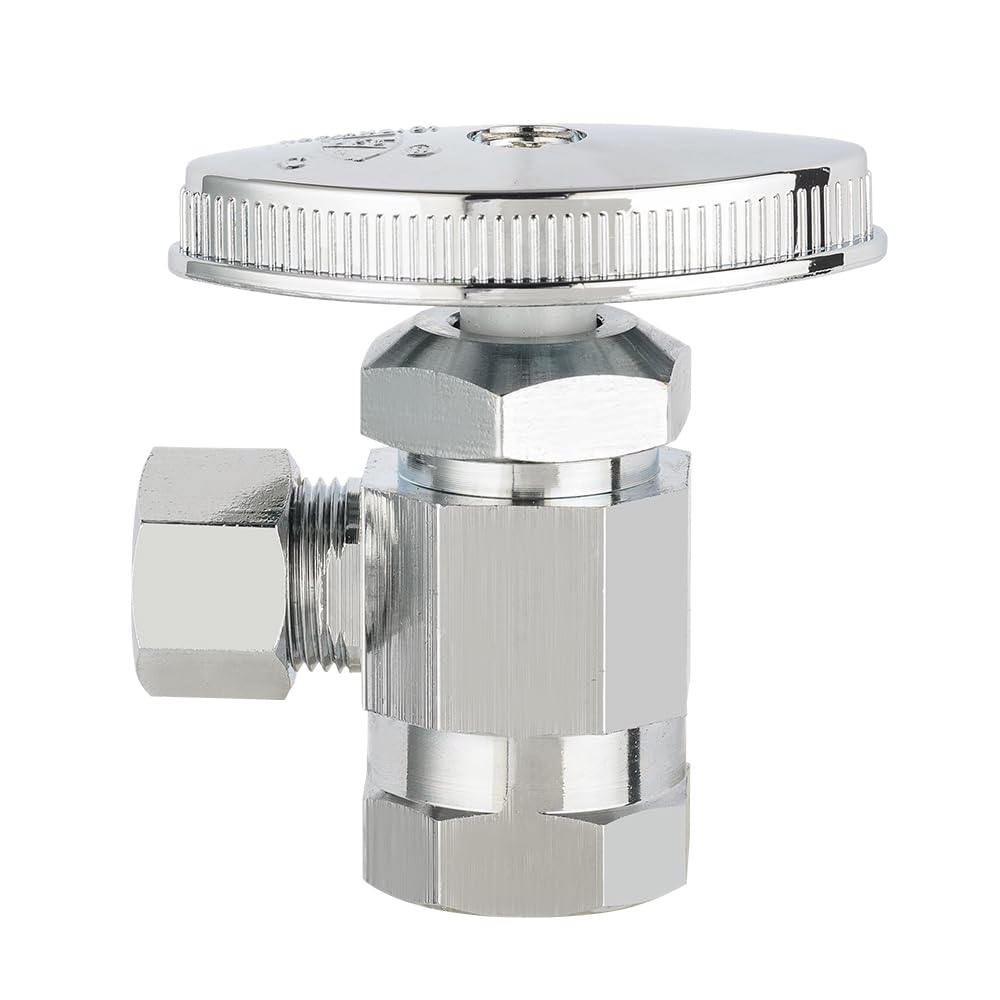 10 Pcs 1/2" FIP x 3/8" OD Compr. Angle Stop Valve, Multi Turn (Lead Free)