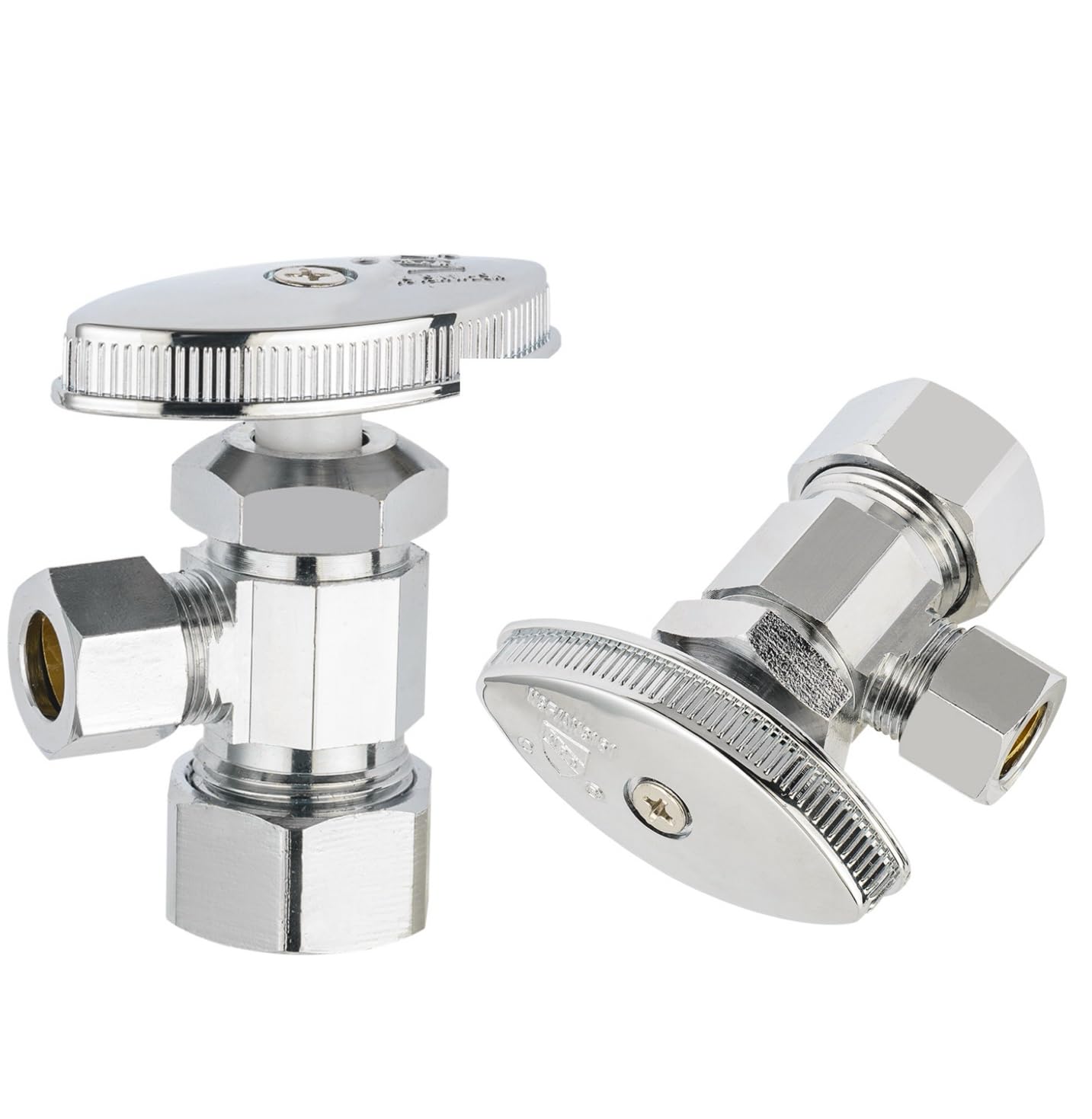 10 Pcs 1/2" Nominal (5/8" OD) Comprx 3/8" OD Compr. Angle Stop Valve, Multi Turn (Lead Free)