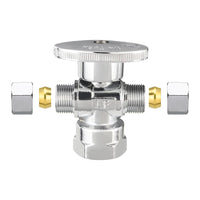 10 Pcs 1/2" FIP x 3/8" OD Compr. x 3/8" OD Compr. Dual Angle Stop Valve, 1/4 Turn (Lead Free) Plumbingsell
