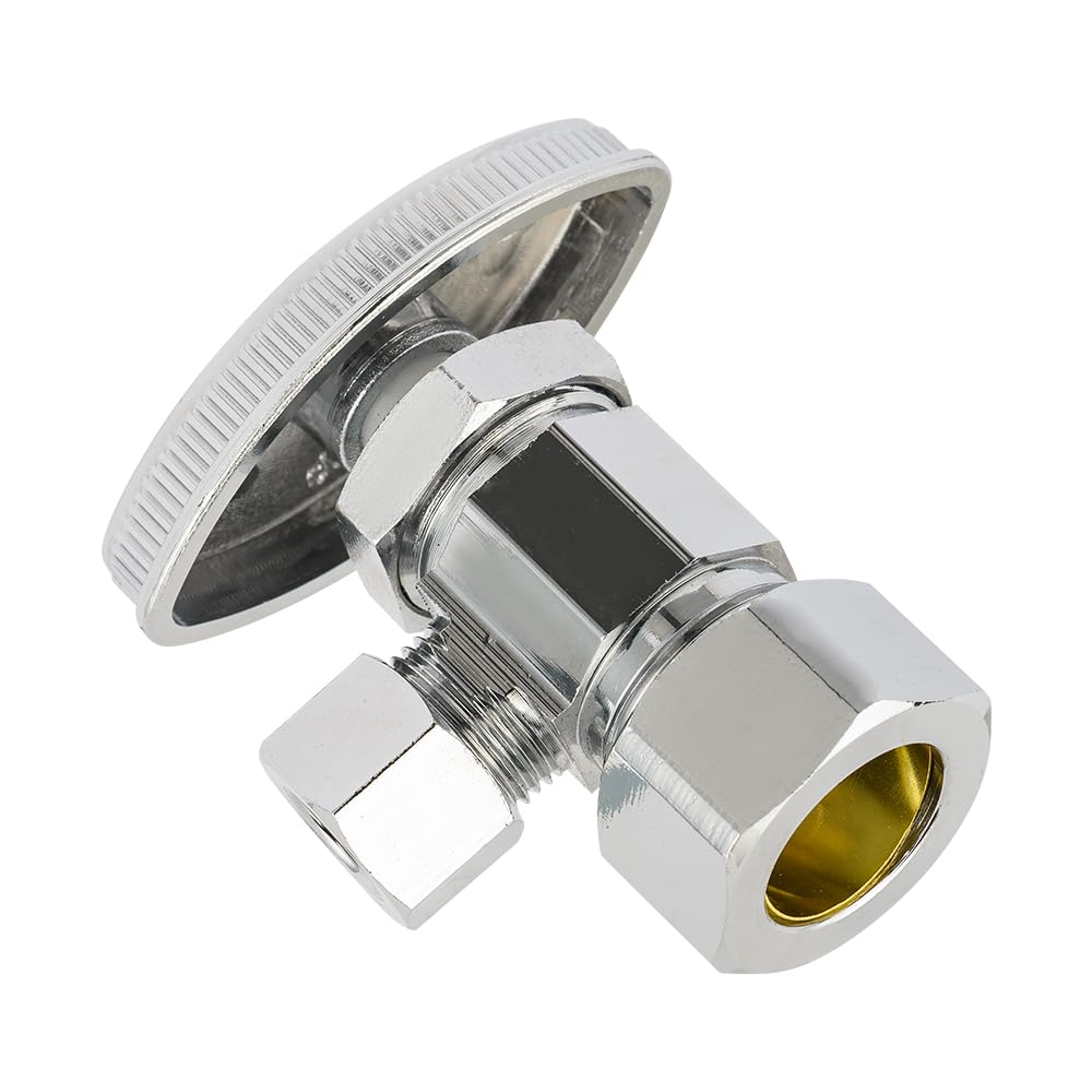 10 Pcs 1/2" Nominal (5/8" OD) Comprx 3/8" OD Compr. Angle Stop Valve, Multi Turn (Lead Free)