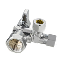 1/2" FIP x 3/8" OD Compr. x 3/8" OD Compr. Split Angle Stop Valve, 1/4 Turn (Lead Free)