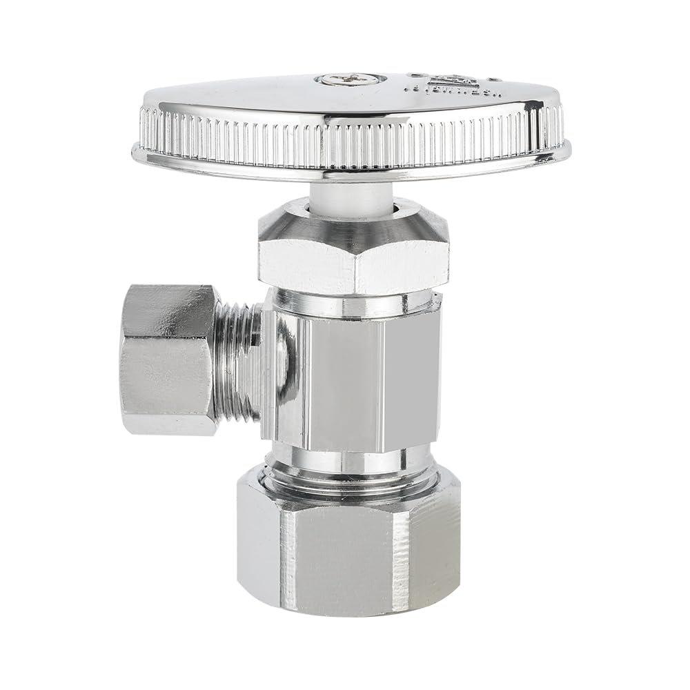 10 Pcs 1/2" Nominal (5/8" OD) Comprx 3/8" OD Compr. Angle Stop Valve, Multi Turn (Lead Free)