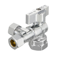 1/2" FIP x 3/8" OD Compr. x 3/8" OD Compr. Split Angle Stop Valve, 1/4 Turn (Lead Free)