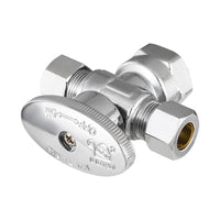 10 Pcs 1/2" FIP x 3/8" OD Compr. x 3/8" OD Compr. Dual Angle Stop Valve, 1/4 Turn (Lead Free) Plumbingsell