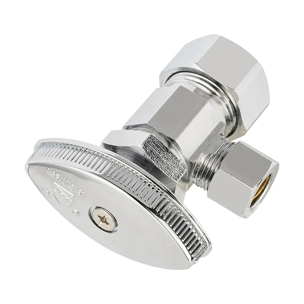 10 Pcs 1/2" Nominal (5/8" OD) Comprx 3/8" OD Compr. Angle Stop Valve, Multi Turn (Lead Free)