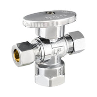 10 Pcs 1/2" FIP x 3/8" OD Compr. x 3/8" OD Compr. Dual Angle Stop Valve, 1/4 Turn (Lead Free) Plumbingsell