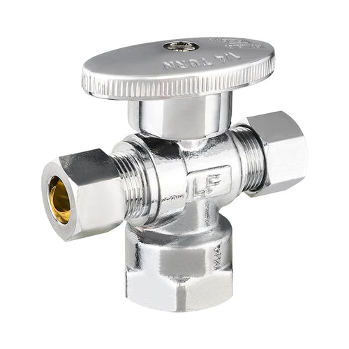 10 Pcs 1/2" FIP x 3/8" OD Compr. x 3/8" OD Compr. Dual Angle Stop Valve, 1/4 Turn (Lead Free) Plumbingsell