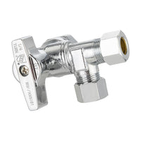 1/2" FIP x 3/8" OD Compr. x 3/8" OD Compr. Split Angle Stop Valve, 1/4 Turn (Lead Free)