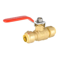 1/2" Push Fit Ball Valve With Drain, Red Lever (Lead Free)