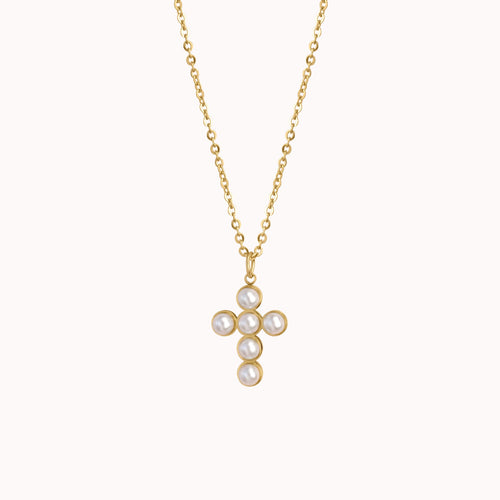 Pearl Cross Necklace Caris Jewelry