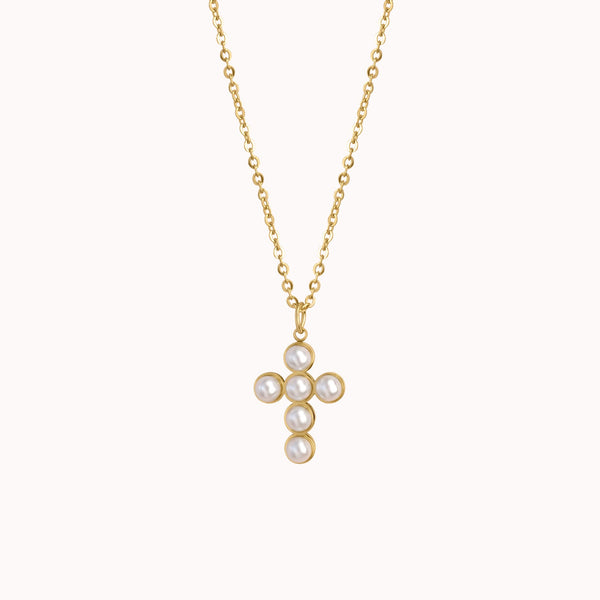Pearl Cross Necklace Caris Jewelry