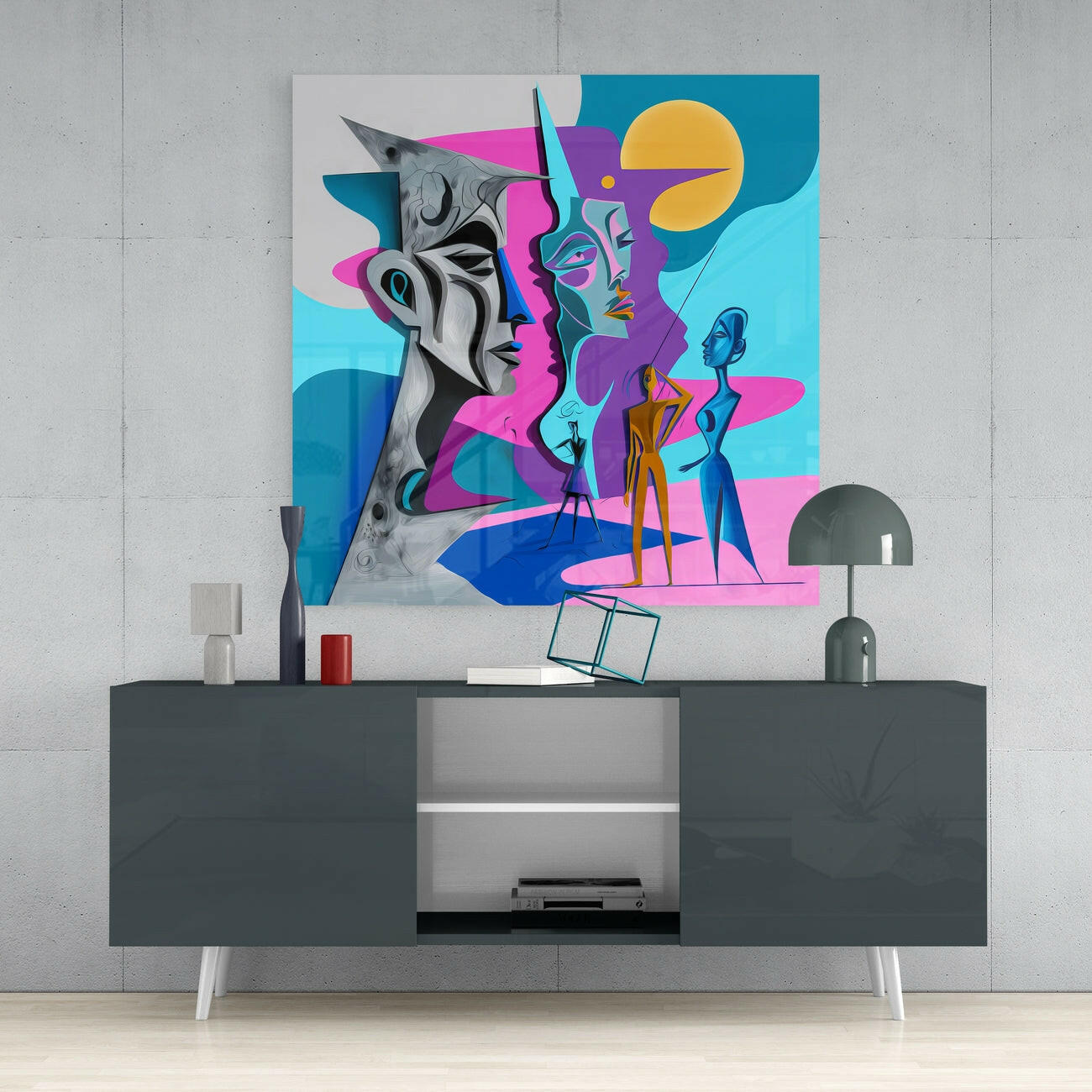 Insigneart USA Picasso's Mind Glass Wall Art || Designer Collection