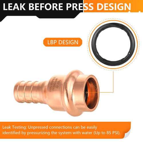 1/2" Press Copper x 1/2" PEX Crimp Adapter (Lead Free) Plumbingsell