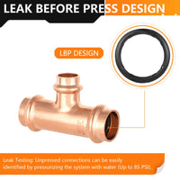 3/4" x 3/4" x 1/2" Press Copper Tee (Lead Free) Plumbingsell