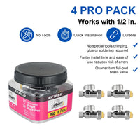 10 Pcs 1/2" Push Connect x 3/8" Compr. Straight Stop Valve, New Handle, 1/4 Turn (Lead Free) Plumbingsell