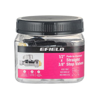 1/2" Push Connect x 3/8" Compr. Straight Stop Valve, New Handle, 1/4 Turn (Lead Free)