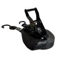 1" Black Ratchet Strap w/Vinyl S Hook LENGTH OPTIONS | FOUR PACK RatchetStrap.Com