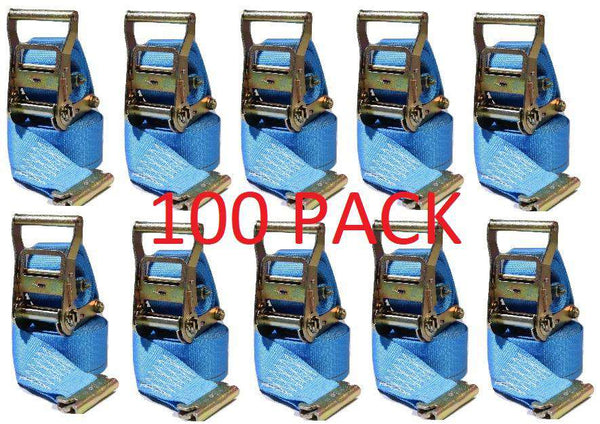 2" x 20 Ft Van Ratchet Strap E-Track w/ Spring E | 100 PACK RatchetStrap.Com