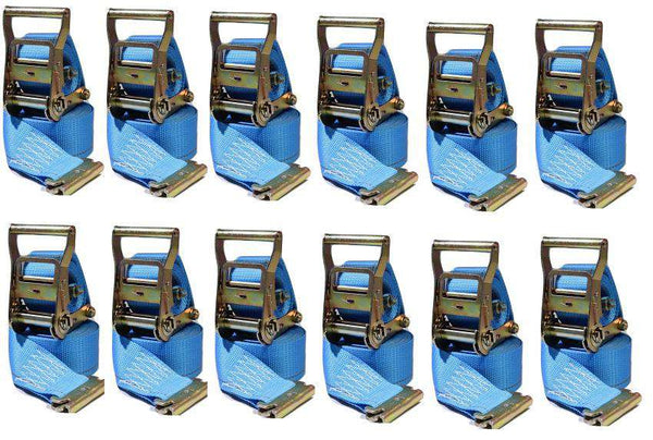 2 in x 20 Ft Van Ratchet Strap Logistic E-Track w/ Spring E 12 PACK | R20EX12 RatchetStrap.Com