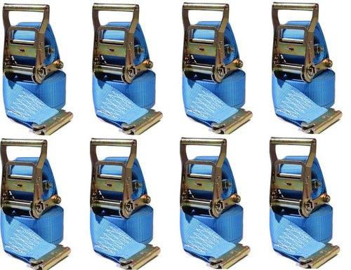 2 in x 20 Ft Van Ratchet Strap Logistic E-Track w/ Spring E 8 PACK | R20E RatchetStrap.Com
